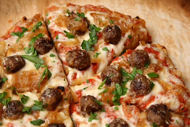 Pizza with Lamb Meatballs